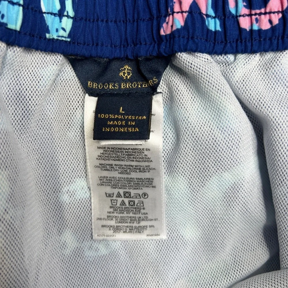 Brooks Brothers Mens Large Blue Nautical Word Board Shorts Swim Trunks 100056286